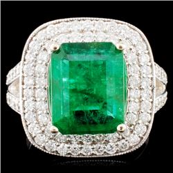 18K Gold 3.80ct Emerald & 1.09ctw Diamond Ring