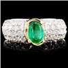 Image 1 : 14K TT Gold 1.00ct Emerald & 1.88ctw Diamond Ring