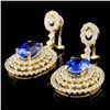 Image 2 : 18K Gold 4.14ctw Tanzanite & 2.76ctw Diamond Earri