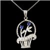 Image 1 : 14K Gold 0.27ctw Sapphire & 0.40ctw Diamond Pendan