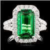 Image 1 : 18K Gold 4.09ct Tsavorite & 1.11ctw Diamond Ring