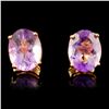 Image 1 : 14K Gold 3.40ctw Amethyst Earrings