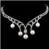 Image 1 : 14K Gold 10-12MM Pearl & 2.41ctw Diamond Necklace