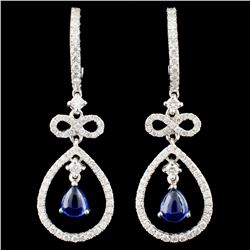 18K Gold 1.15ct Sapphire & 0.74ctw Diamond Earring