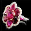 Image 2 : 18K Gold 4.50ct Ruby & 0.18ctw Diamond Ring