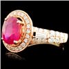 Image 2 : 14K Gold 2.02ct Ruby & 0.73ctw Diamond Ring