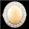 Image 1 : 14K Gold 5.51ct Opal & 1.26ctw Diamond Ring