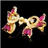 Image 2 : 14K Gold 1.06ctw Ruby & 0.05ctw Diamond Earrings