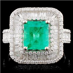 18K Gold 1.69ct Emerald & 1.35ctw Diamond Ring