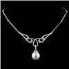 Image 1 : 14K White Gold 13.00MM Pearl & 1.16ct Diamond Neck
