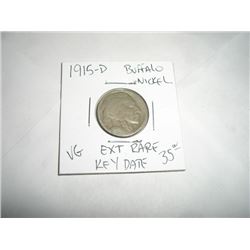 1915-D *EXTREMELY RARE KEY DATE* BUFFALO NICKEL RED BOOK VALUE $35.00+ *NICE EARLY VERY GOOD GRADE*!