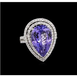 8.82ct Tanzanite and Diamond Ring - 14KT White Gold