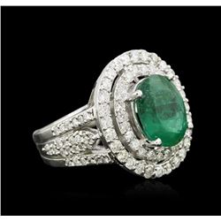 14KT White Gold 3.58ct Emerald and Diamond Ring