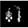 Image 4 : 0.22ctw Pearl and Diamond Pendant and Earrings Suite - 14KT White Gold