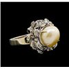 Image 1 : Pearl and Diamond Ring - 14KT White Gold