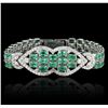 Image 1 : 14KT White Gold 22.00ctw Emerald and Diamond Bracelet