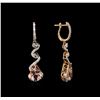 Image 2 : 6.95ctw Morganite and Diamond Earrings - 14KT Rose Gold