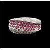 Image 2 : 0.50ctw Ruby and Diamond Ring - 14KT White Gold