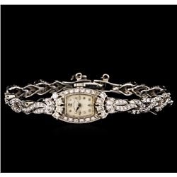 Hamilton 14KT White Gold 2.67ctw Diamond Ladies Vintage Watch