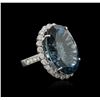 14KT White Gold 35.89ct Topaz and Diamond Ring