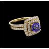 14KT Yellow Gold 1.76ct Tanzanite and Diamond Ring