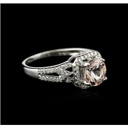 14KT White Gold 1.10ct Morganite and Diamond Ring