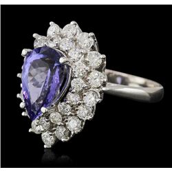 14KT White Gold 3.69ct Tanzanite and Diamond Ring