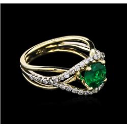 1.17ct Emerald and Diamond Ring - 14KT Two-Tone Gold