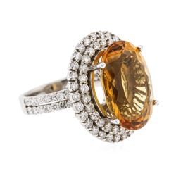 14KT White Gold 11.62ct Citrine and Diamond Ring