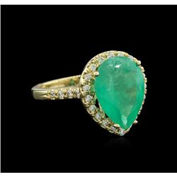 5.00ct Emerald and Diamond Ring - 14KT Yellow Gold