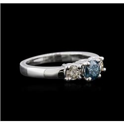 14KT White Gold 0.84ctw Fancy Blue Diamond Ring