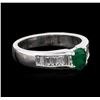 Image 1 : 14KT White Gold 0.43ct Emerald and Diamond Ring