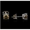 Image 2 : 14KT White Gold 1.22ctw Fancy Brown Diamond Stud Earrings