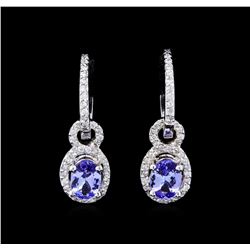 1.37ctw Tanzanite and Diamond Earrings - 14KT White Gold