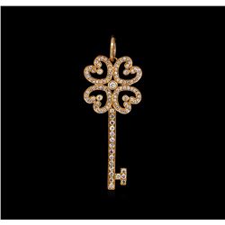 0.32ctw Diamond Key Pendant Without Chain - 18KT Rose Gold