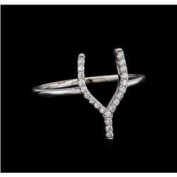 0.10ctw Diamond Wish Bone Ring - 14KT White Gold