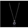 Image 4 : 14KT White Gold 3.64ctw Tanzanite and Diamond Pendant With Chain