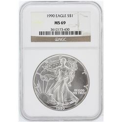 1990 NGC MS69 American Silver Eagle Dollar