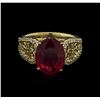 Image 2 : 4.35ct Ruby and Diamond Ring - 14KT Yellow Gold