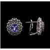 Image 2 : 3.89ctw Tanzanite and Diamond Earrings - 14KT White Gold
