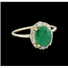 1.88ct Emerald and Diamond Ring - 14KT Yellow Gold