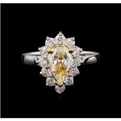 1.60ctw Light Yellow Diamond Ring - 14KT Two-Tone Gold