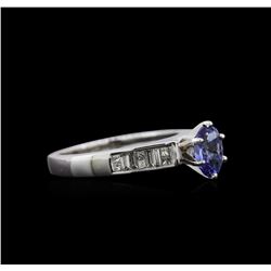 0.80ct Tanzanite and Diamond Ring - 14KT White Gold