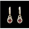Image 1 : 1.10ctw Ruby and Diamond Earrings - 14KT Yellow Gold