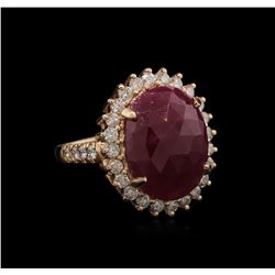 12.07ct Ruby and Diamond Ring - 14KT Rose Gold
