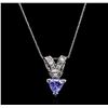 Image 1 : 14KT White Gold 1.23ct Tanzanite and Diamond Pendant With Chain