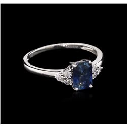 1.01ct Blue Sapphire and Diamond Ring - 14KT White Gold