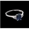 1.01ct Blue Sapphire and Diamond Ring - 14KT White Gold