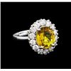 3.40ct Yellow Sapphire and Diamond Ring - 14KT White Gold