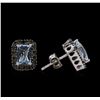Image 2 : 1.90ct Aquamarine and Diamond Earrings - 14KT White Gold